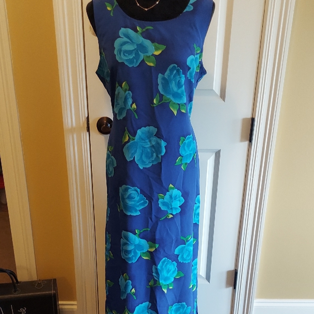 Kathie Lee Collection Blue Floral Maxi Dress